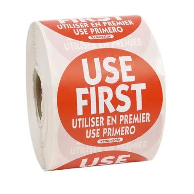 Use First Trilingual Label 2X2 IN Red Round Removable 500/Roll