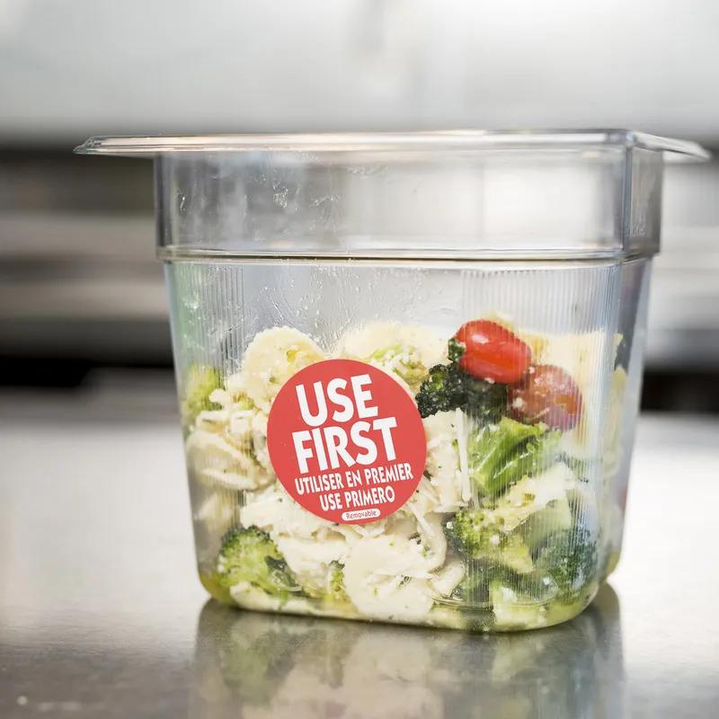 Use First Trilingual Label 2X2 IN Red Round Removable 500/Roll