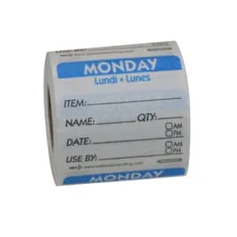 Monday Prep Item Date Use Trilingual Label 2X2 IN Blue Square Dissolvable 250/Roll