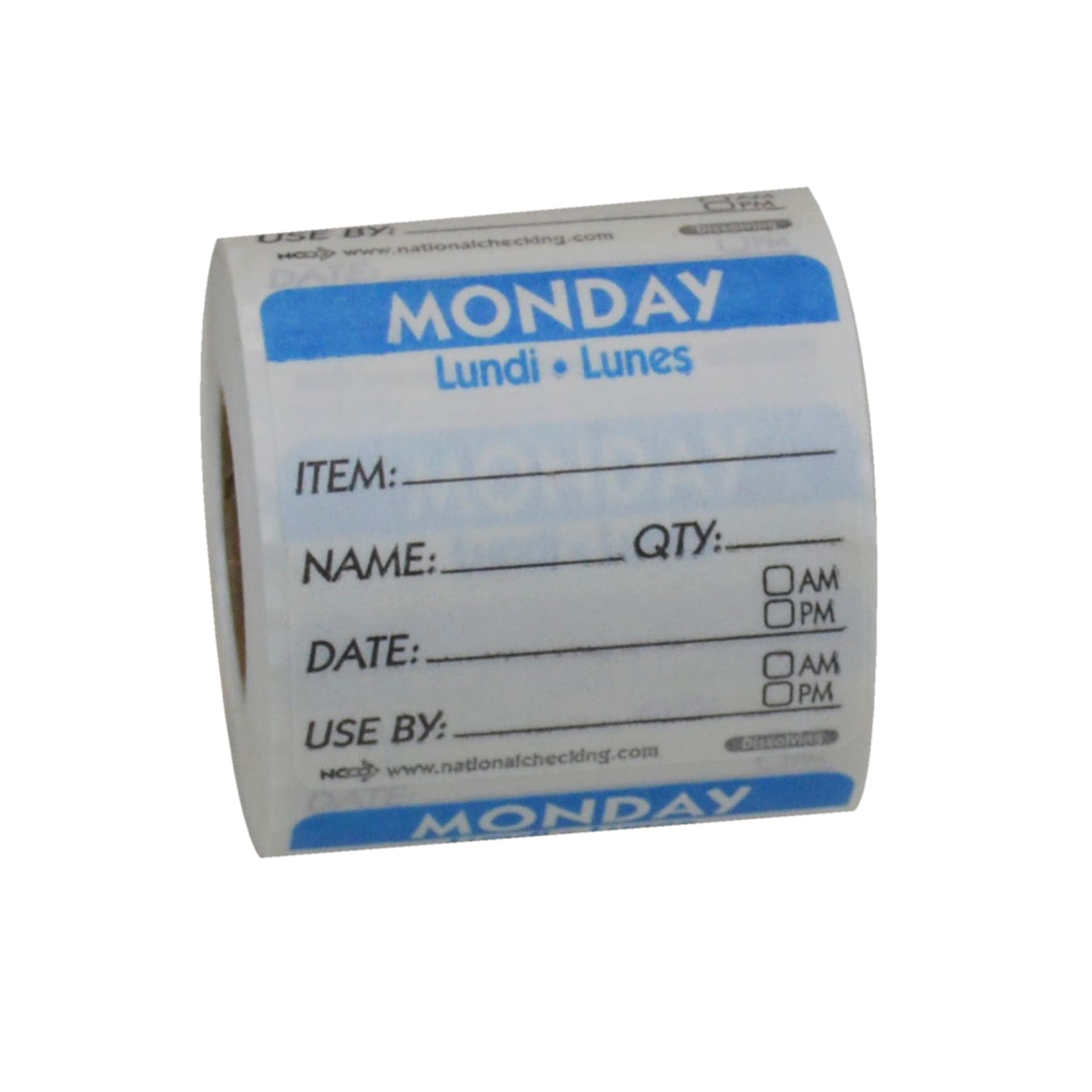 Monday Prep Item Date Use Trilingual Label 2X2 IN Blue Square Dissolvable 250/Roll