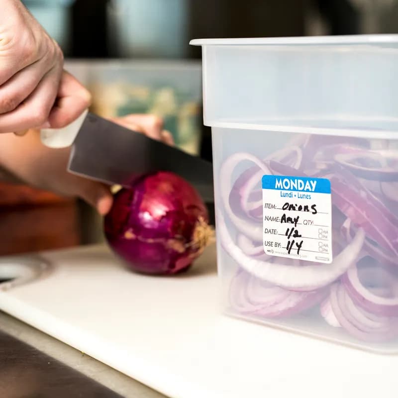 Monday Prep Item Date Use Trilingual Label 2X2 IN Blue Square Dissolvable 250/Roll