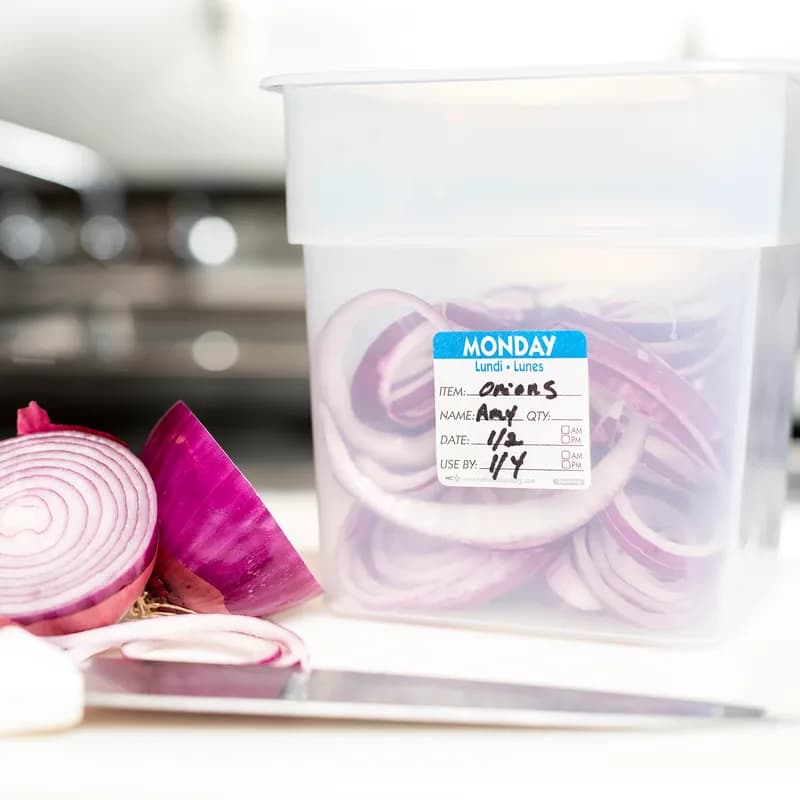 Monday Prep Item Date Use Trilingual Label 2X2 IN Blue Square Dissolvable 250/Roll