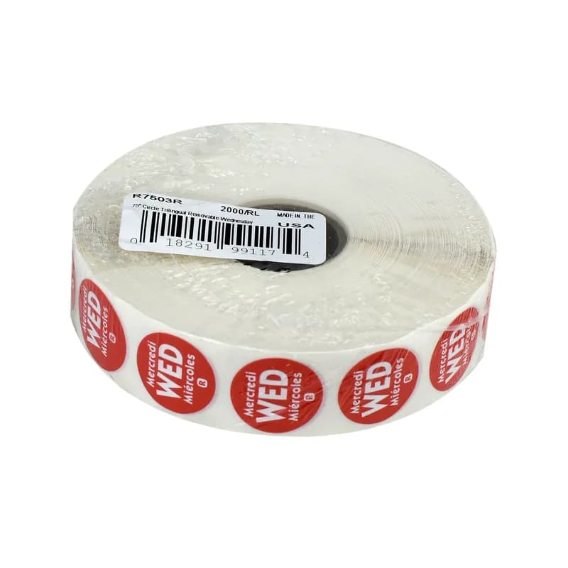 Wednesday Label 0.75 IN Round Permanent Dot 2000/Roll