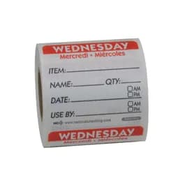Wednesday Prep Item Date Use Trilingual Label 2X2 IN Red Square Dissolvable 250/Roll