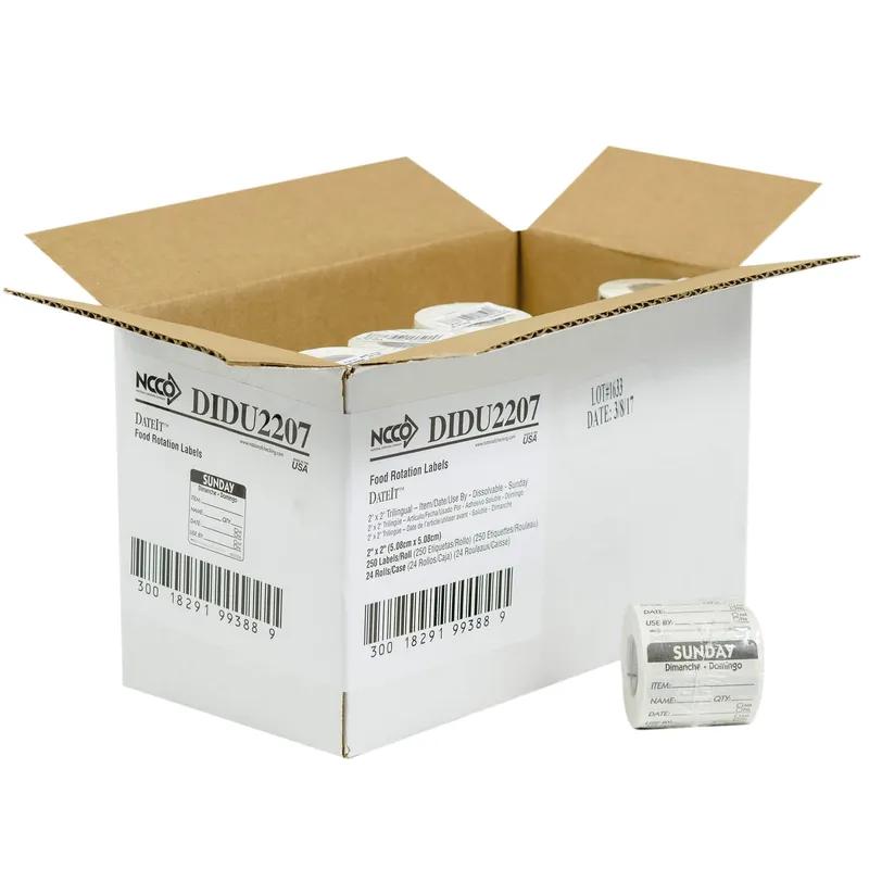 Wednesday Prep Item Date Use Trilingual Label 2X2 IN Red Square Dissolvable 250/Roll