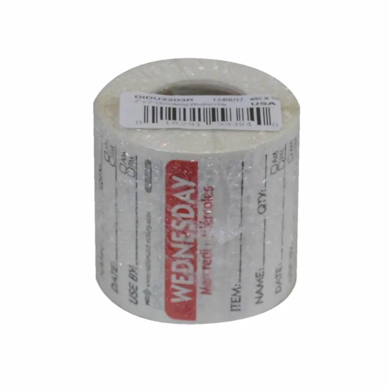 Wednesday Prep Item Date Use Trilingual Label 2X2 IN Red Square Dissolvable 250/Roll