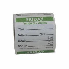 Friday Prep Item Date Use Trilingual Label 2X2 IN Green Square Dissolvable 250/Roll