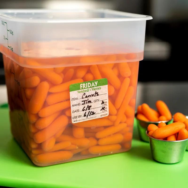 Friday Prep Item Date Use Trilingual Label 2X2 IN Green Square Dissolvable 250/Roll