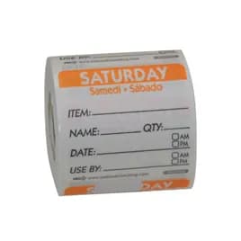 Saturday Prep Item Date Use Trilingual Label 2X2 IN Orange Square Dissolvable 250/Roll