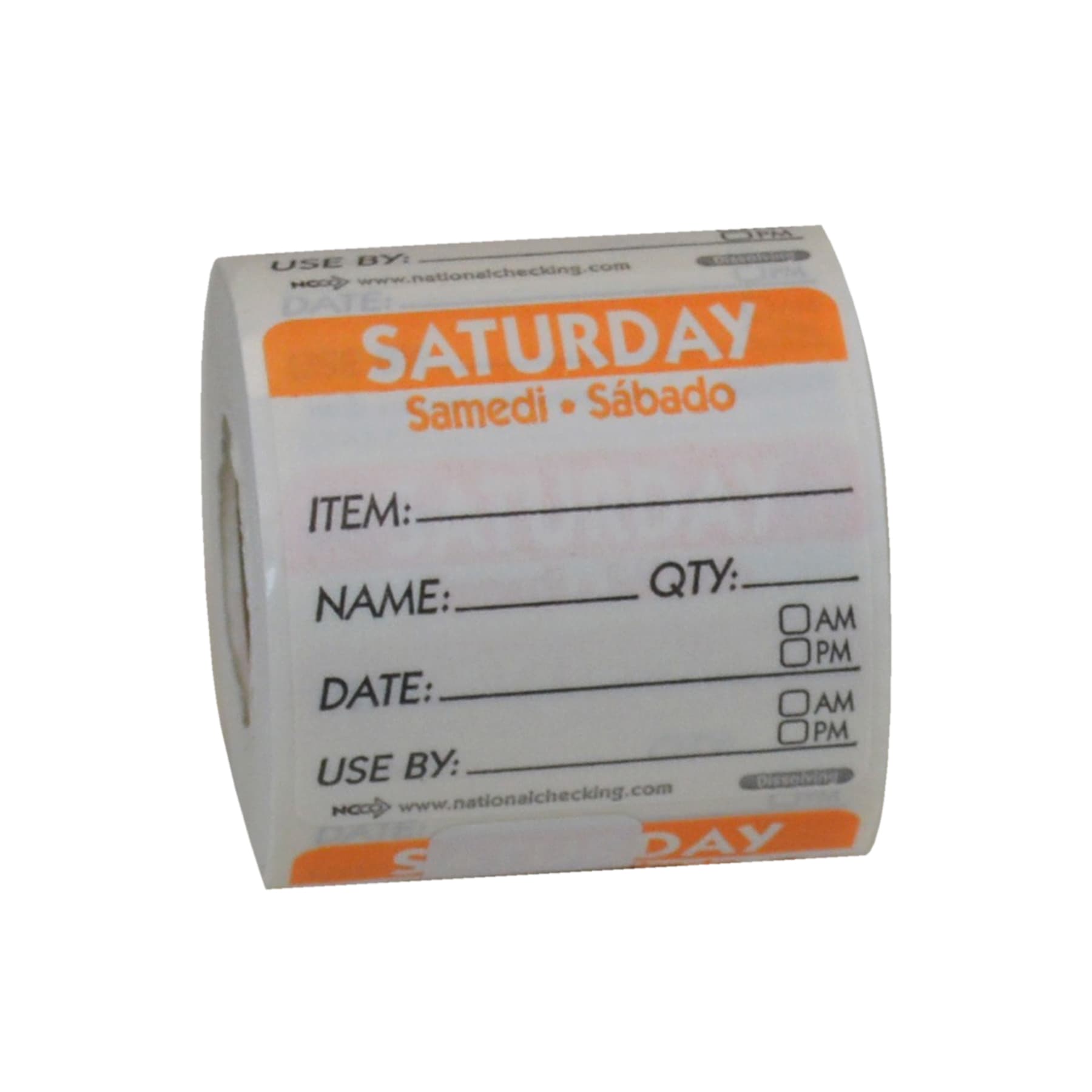 Saturday Prep Item Date Use Trilingual Label 2X2 IN Orange Square Dissolvable 250/Roll