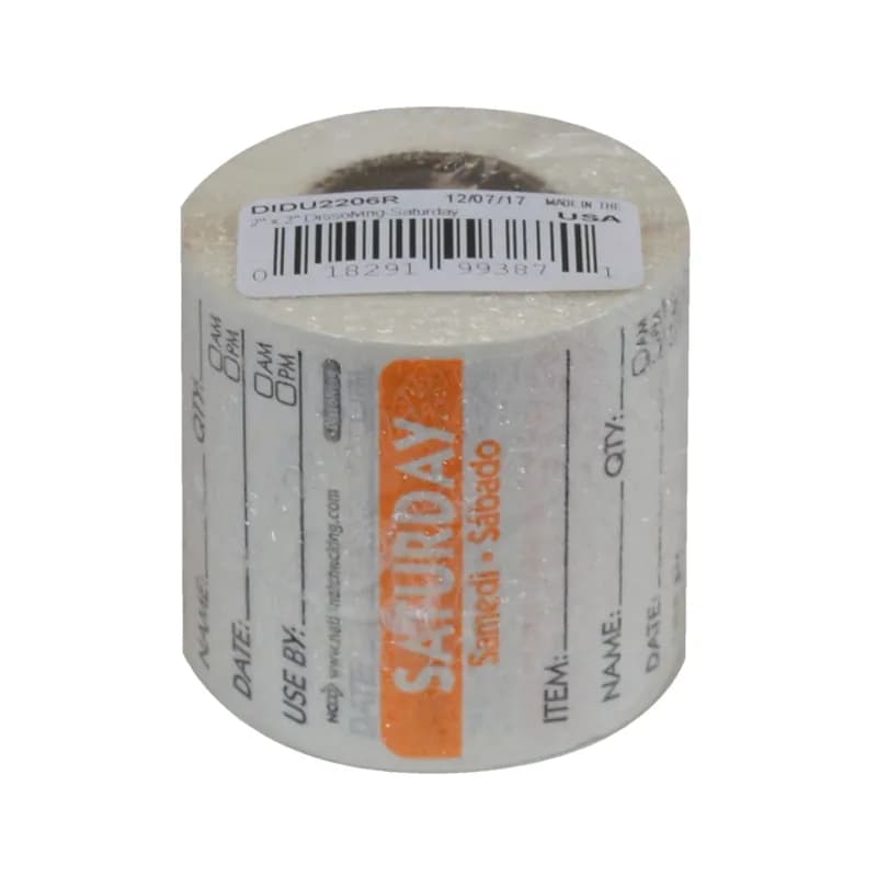 Saturday Prep Item Date Use Trilingual Label 2X2 IN Orange Square Dissolvable 250/Roll
