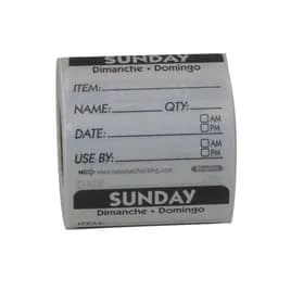 Sunday Prep Item Date Use Trilingual Label 2X2 IN Black Square Dissolvable 250/Roll