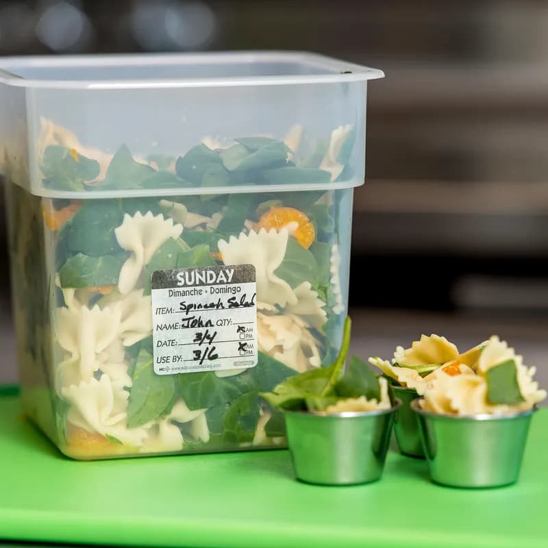 Sunday Prep Item Date Use Trilingual Label 2X2 IN Black Square Dissolvable 250/Roll