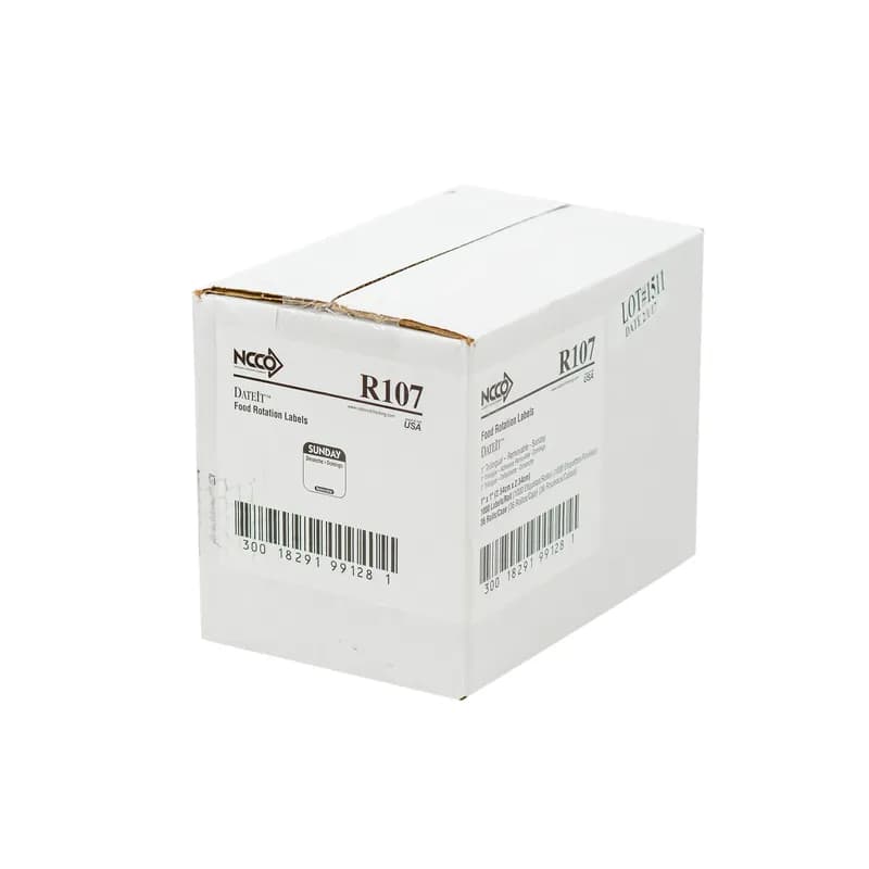 Sunday Label 1X1 IN Black Trilingual 1000 Count/Pack 36 Packs/Case 36000 Count/Case