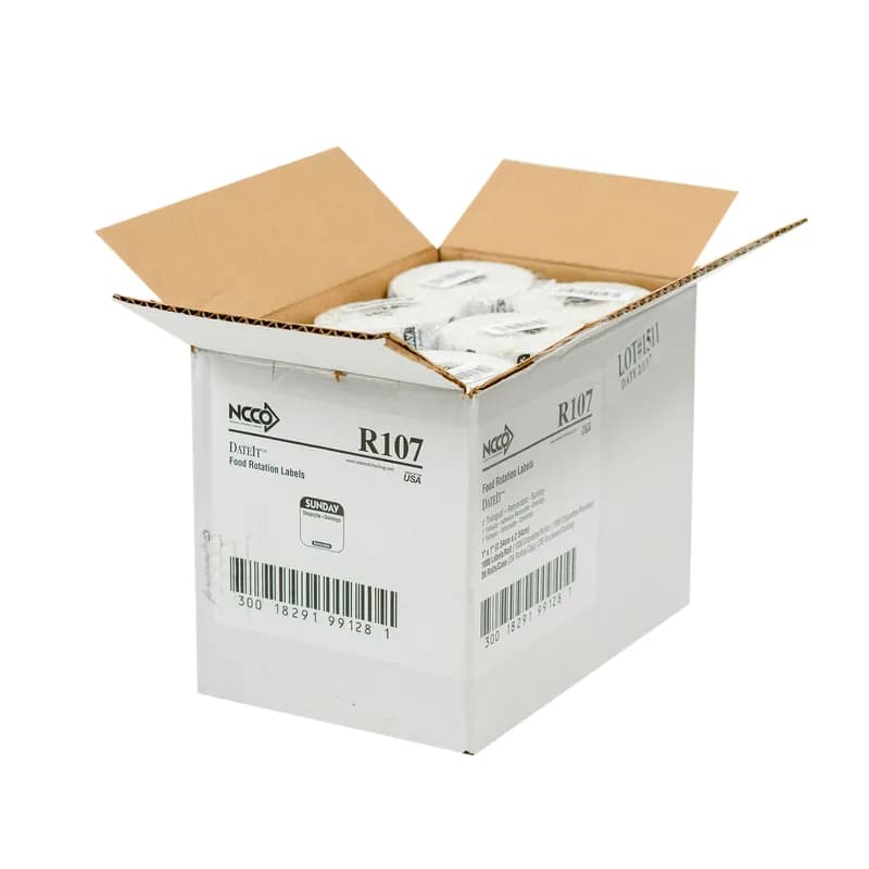 Sunday Label 1X1 IN Black Trilingual 1000 Count/Pack 36 Packs/Case 36000 Count/Case