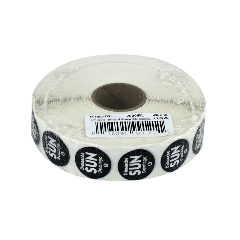 Sunday Label 0.75 IN Round Removable Dot 2000/Roll