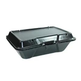 Take-Out Container Hinged 9X6X3 IN Polystyrene Foam Black Vented 200/Case
