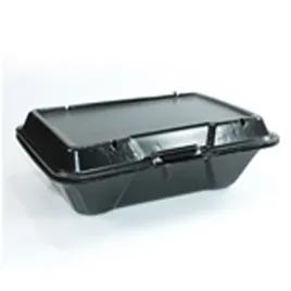 Take-Out Container Hinged 9X6X3 IN Polystyrene Foam Black Vented 200/Case