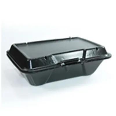 Take-Out Container Hinged 9X6X3 IN Polystyrene Foam Black Vented 200/Case