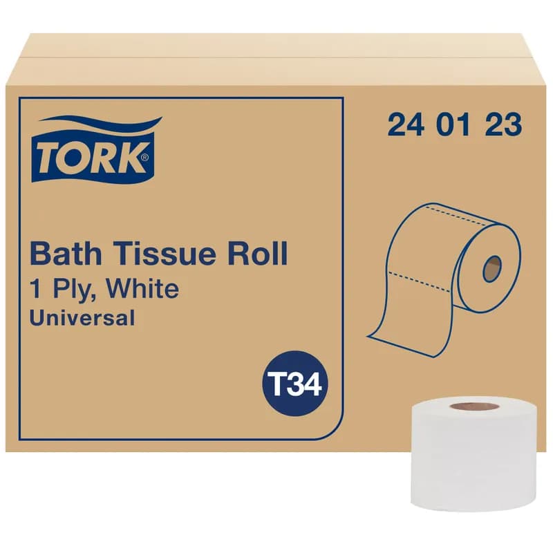 Tork Toilet Paper & Tissue Roll T34 4X3.75 IN 410.667 FT 1PLY White Universal Embossed 1232 Sheets/Roll 1 Rolls/Case