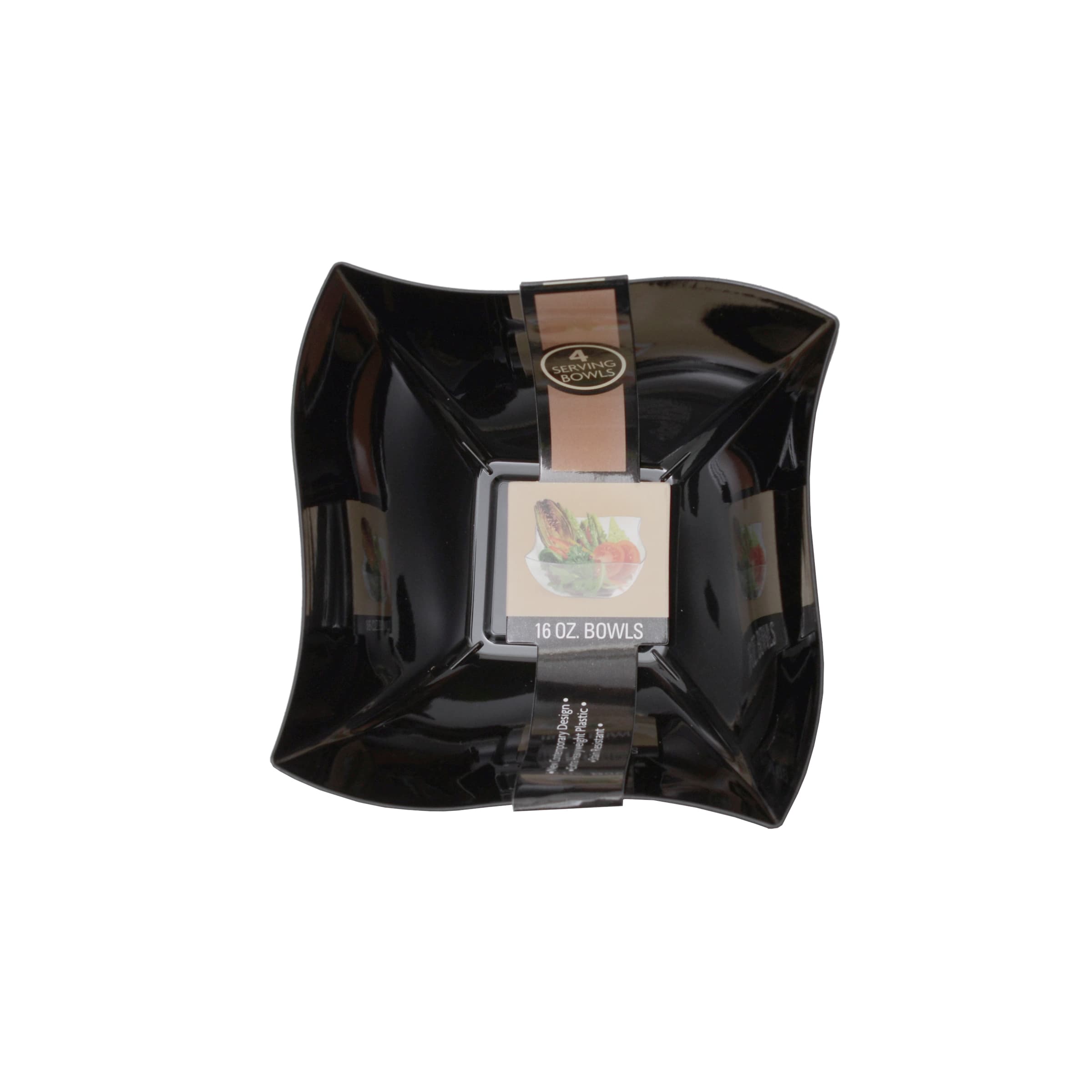 Salad Bowl 16 OZ PS Black Square 80/Case