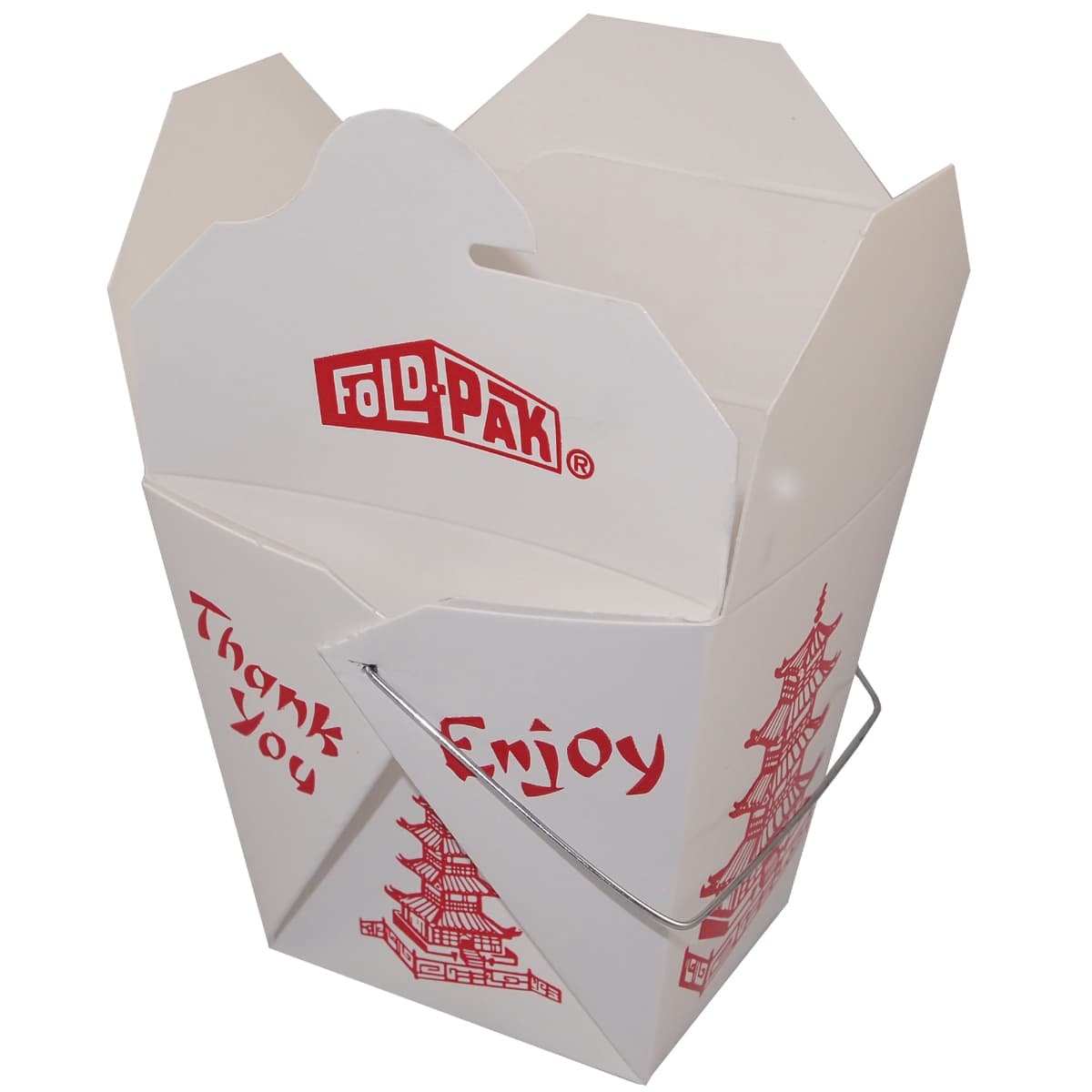 Fold-Pak® Food Pail 16 OZ 3.75X2.875X3.25 IN Paper White Red Rectangle 500/Case