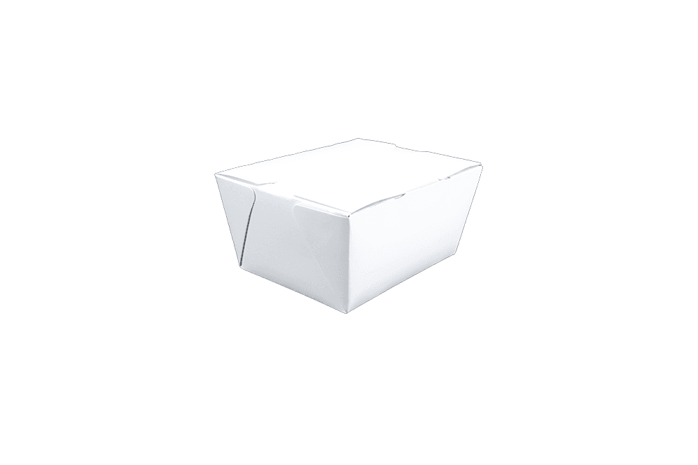 ChampPak #1 Take-Out Box Tuck-Top 4.375X3.5X2.5 IN Clay-Coated Paperboard White Rectangle 450/Case