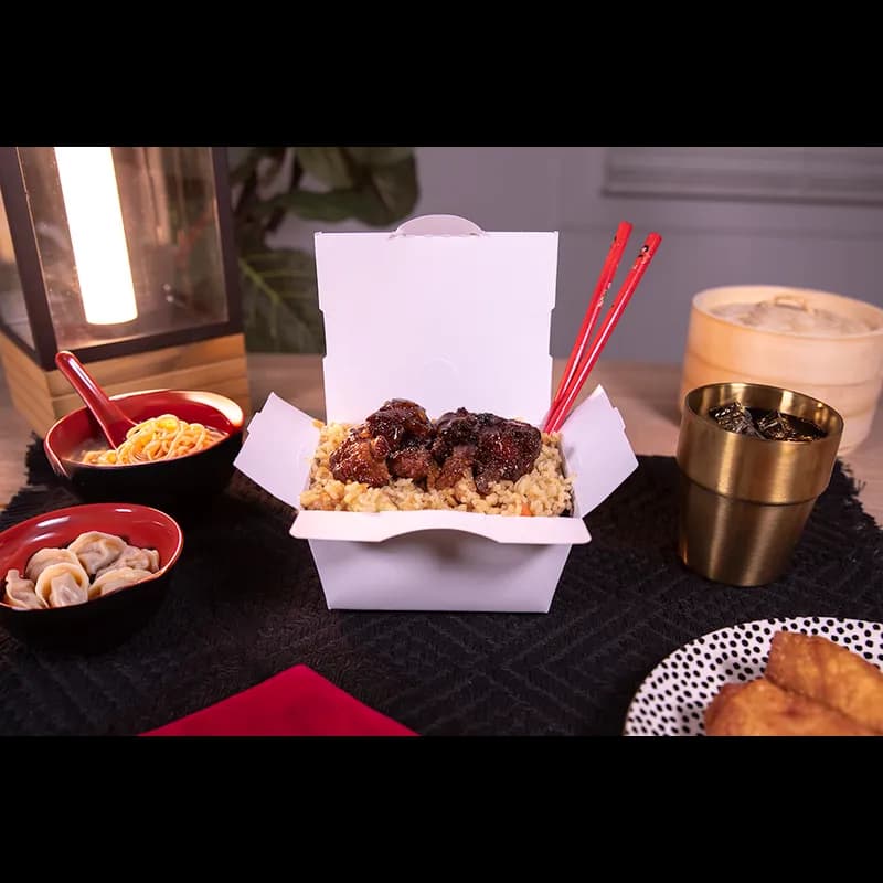 ChampPak #1 Take-Out Box Tuck-Top 4.375X3.5X2.5 IN Clay-Coated Paperboard White Rectangle 450/Case