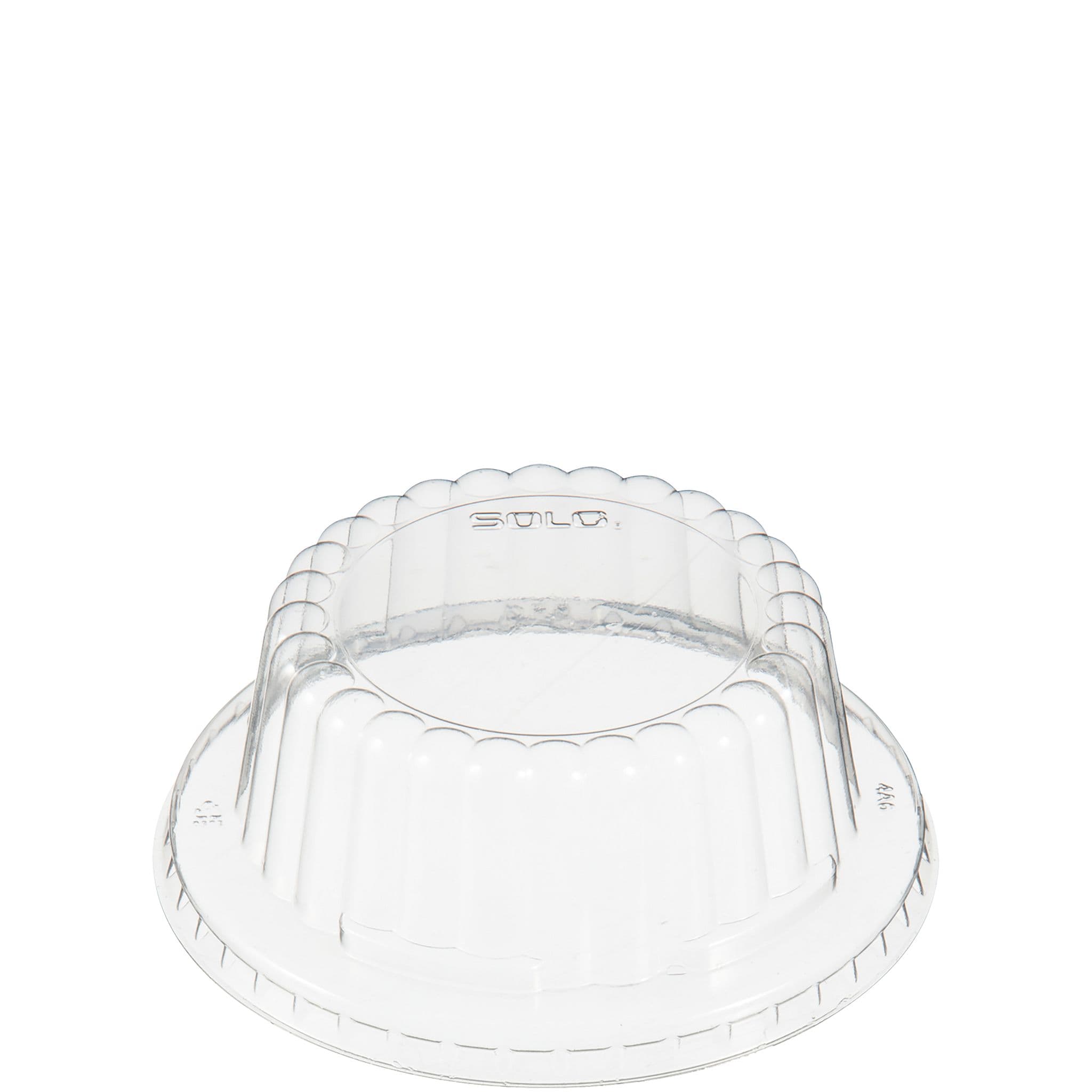 Solo® Lid Dome 3.961X1.5 IN PET Clear For 6-10 OZ Cold Container With Hole Freezer Safe 100 Count/Bag 10 Bags/Case