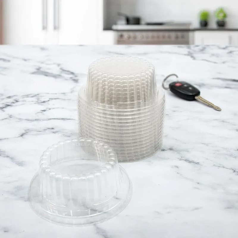 Solo® Lid Dome 3.961X1.5 IN PET Clear For 6-10 OZ Cold Container With Hole Freezer Safe 100 Count/Bag 10 Bags/Case