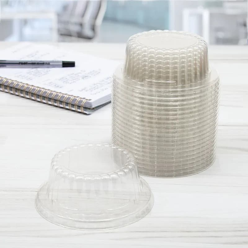 Solo® Lid Dome 3.961X1.5 IN PET Clear For 6-10 OZ Cold Container With Hole Freezer Safe 100 Count/Bag 10 Bags/Case