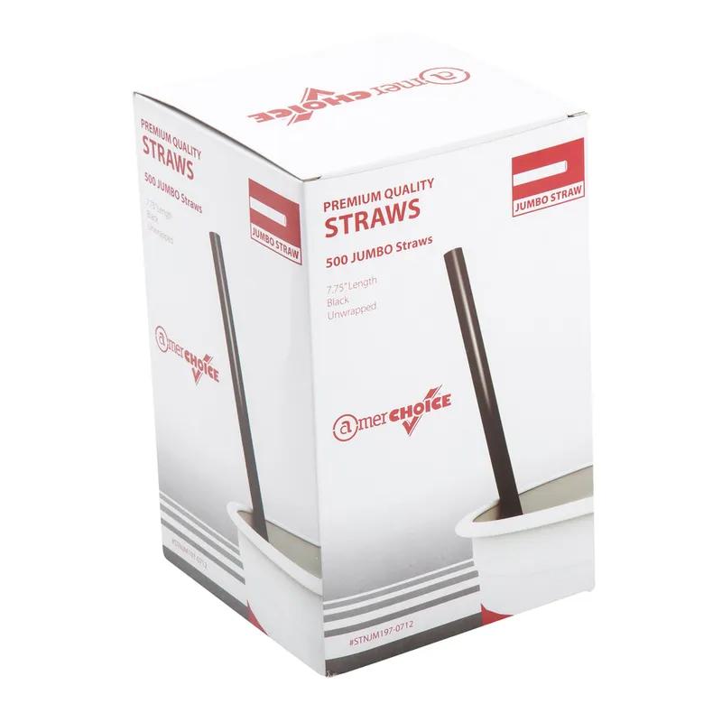 Jumbo Straw 7.75 IN Plastic Black Unwrapped 500 Count/Pack 24 Packs/Case 12000 Count/Case