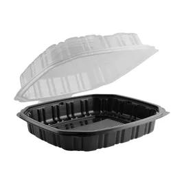 Culinary Classics® Take-Out Container Hinged 10.56X9.98X3.21 IN PP Black Clear Square Tear-Away Vented Anti-Fog 120/Case