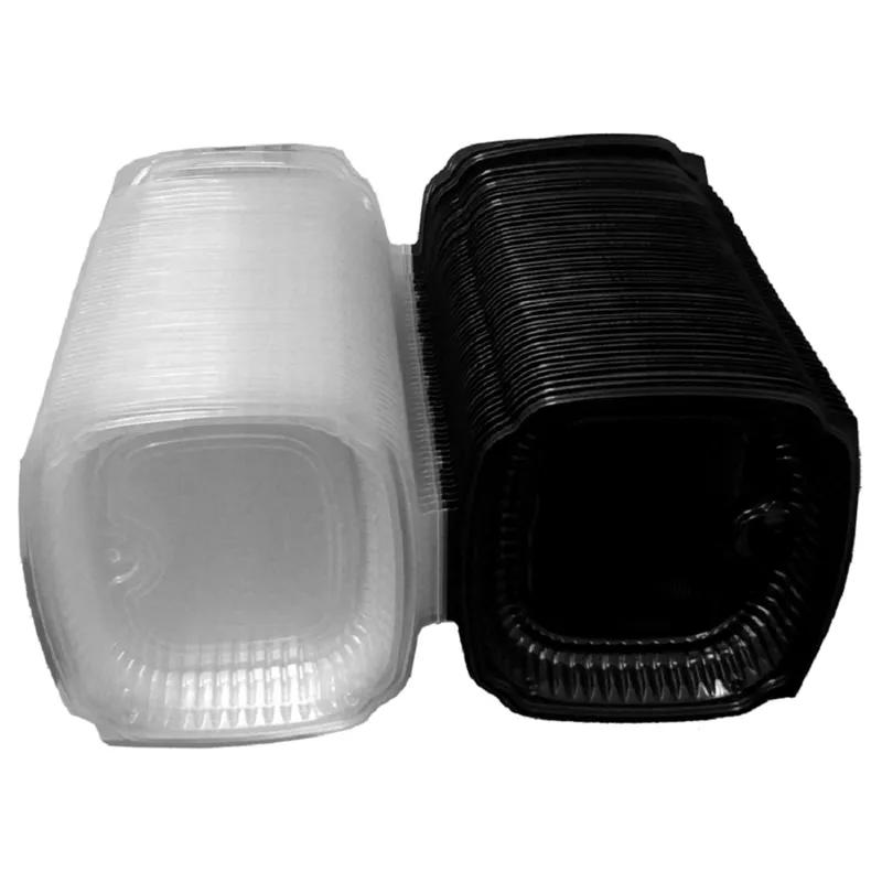 Culinary Classics® Take-Out Container Hinged 10.56X9.98X3.21 IN PP Black Clear Square Tear-Away Vented Anti-Fog 120/Case