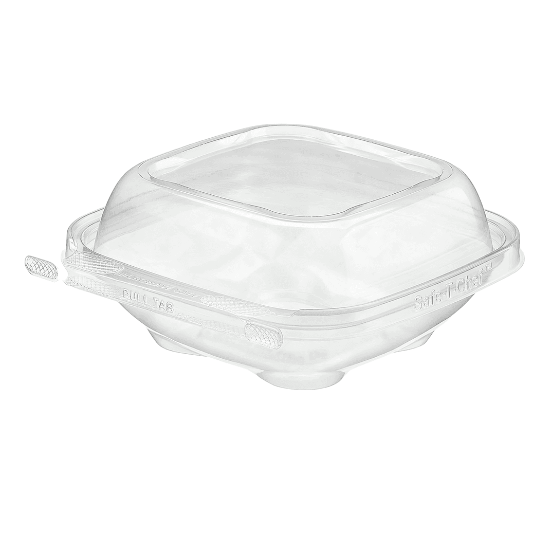 Safe-T-Chef® Deli Container Hinged 12 OZ PP Square Microwave Safe Tamper-Evident Tamper-Resistant 264/Case