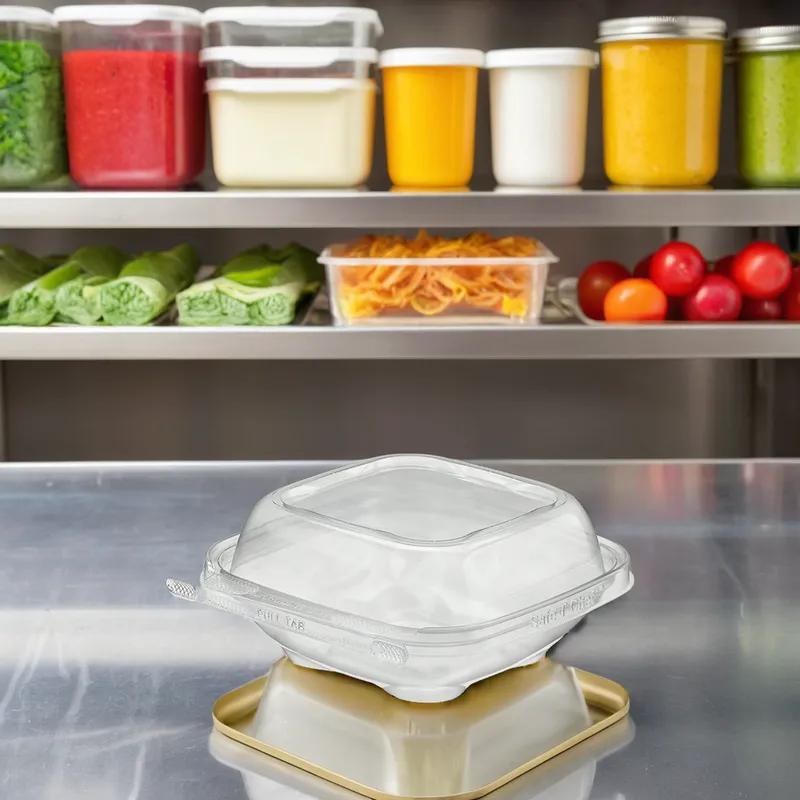 Safe-T-Chef® Deli Container Hinged 12 OZ PP Square Microwave Safe Tamper-Evident Tamper-Resistant 264/Case