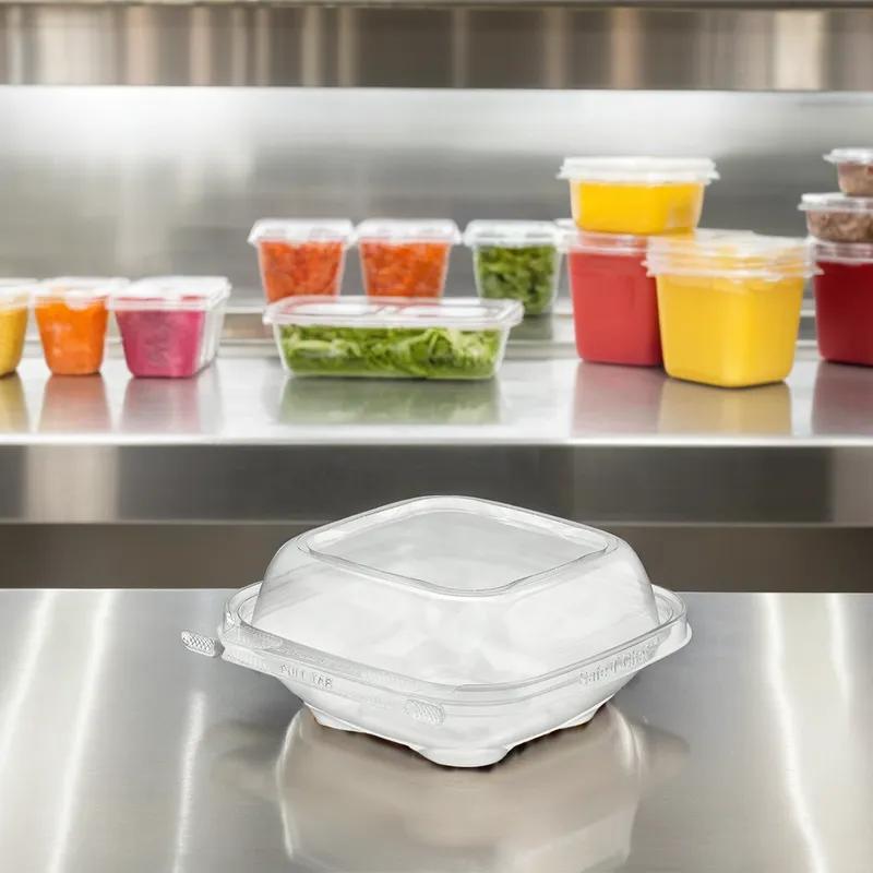 Safe-T-Chef® Deli Container Hinged 12 OZ PP Square Microwave Safe Tamper-Evident Tamper-Resistant 264/Case