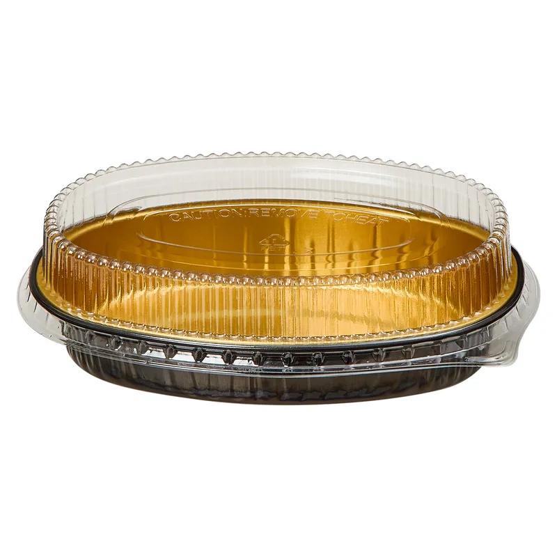 Victoria Bay Take-Out Container Base With Dome Lid 7X5X3 IN Black Clear Gold Oval 100/Case