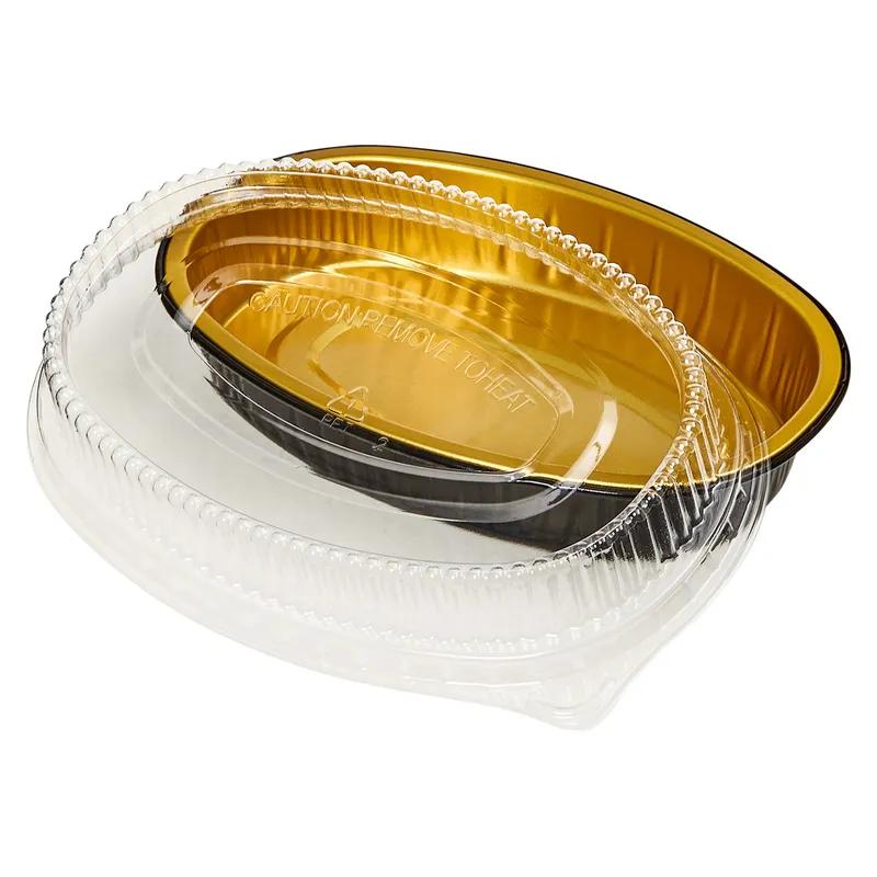 Victoria Bay Take-Out Container Base With Dome Lid 7X5X3 IN Black Clear Gold Oval 100/Case
