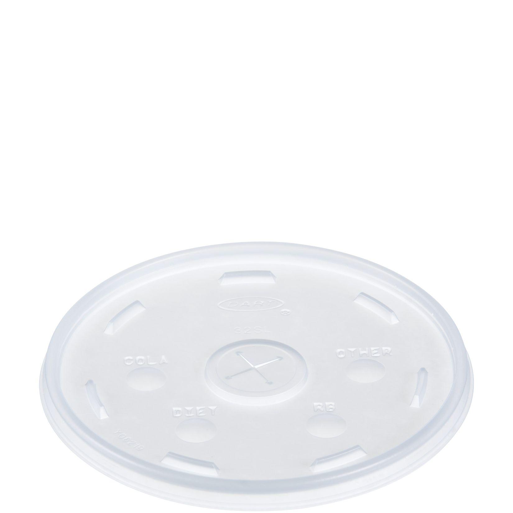 Dart® Lid Flat 4.8X0.3 IN HIPS Translucent For 32 OZ Cold Cup Identification With Hole 100 Count/Pack 10 Packs/Case