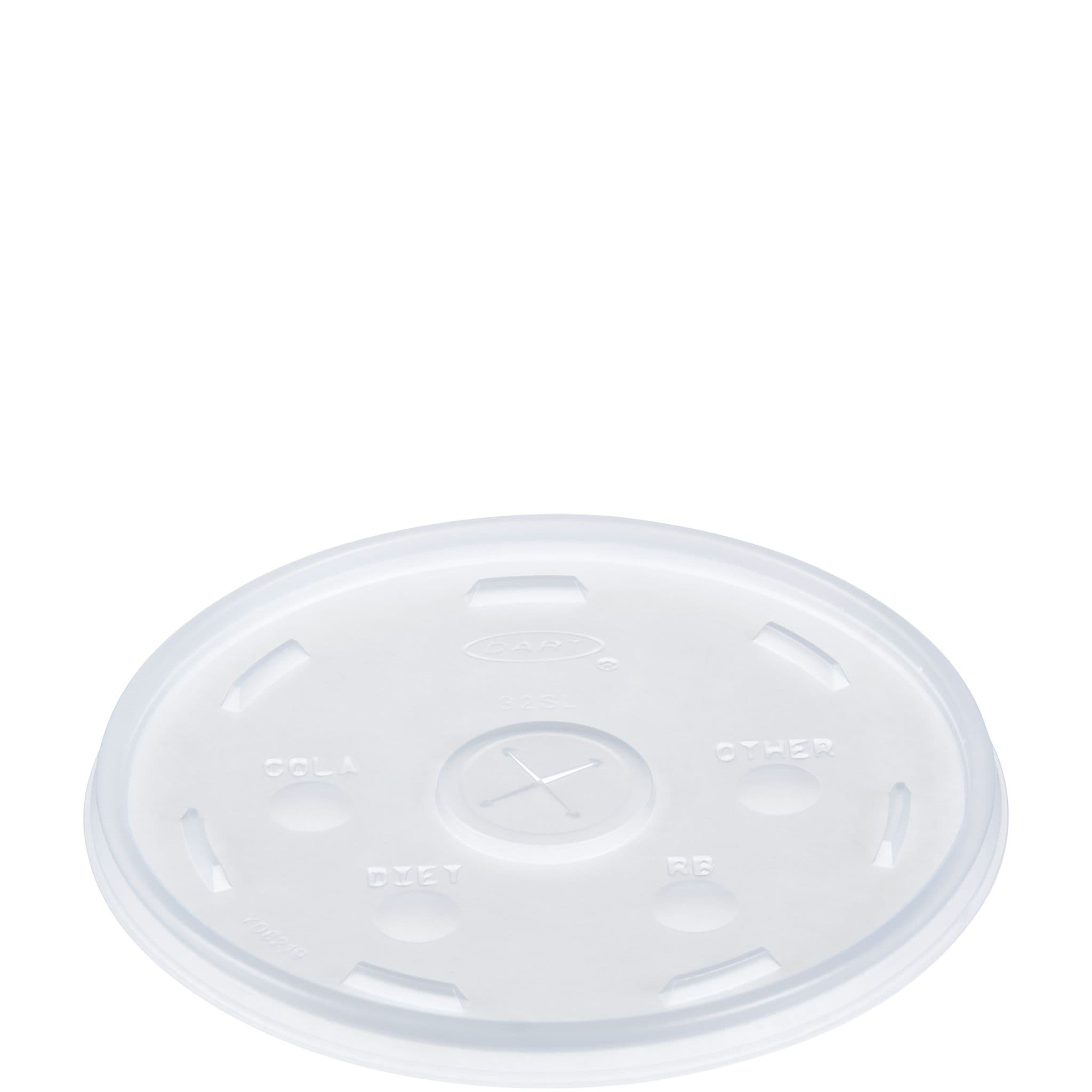Dart® Lid Flat 4.8X0.3 IN HIPS Translucent For 32 OZ Cold Cup Identification With Hole 100 Count/Pack 10 Packs/Case