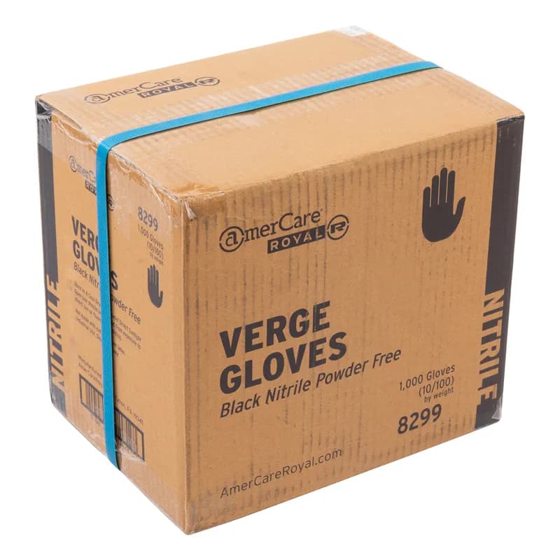 Verge Gloves Medium (MED) Black 2.5MIL Nitrile Powder-Free 100 Count/Box 10 Box/Case 1000 Count/Case