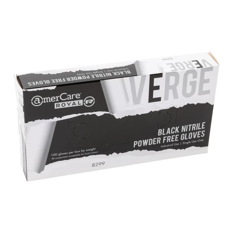 Verge Gloves Large (LG) Black 2.5MIL Nitrile Powder-Free 100 Count/Box 10 Box/Case 1000 Count/Case