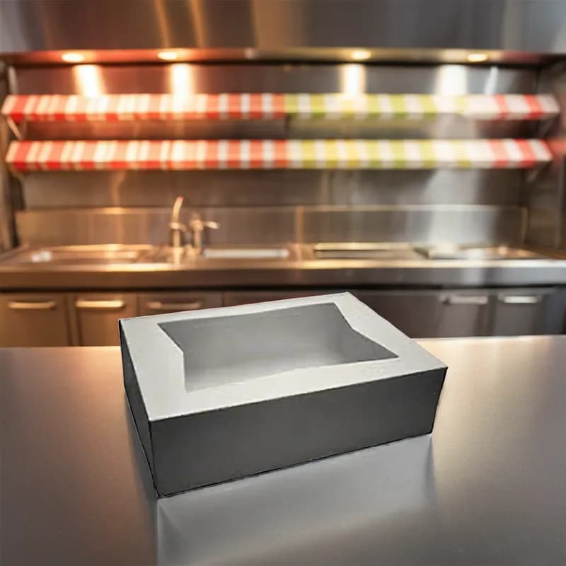 Take-Out Box Tuck-Top 14X10X5 IN Paper Rectangle With Window 75/Case