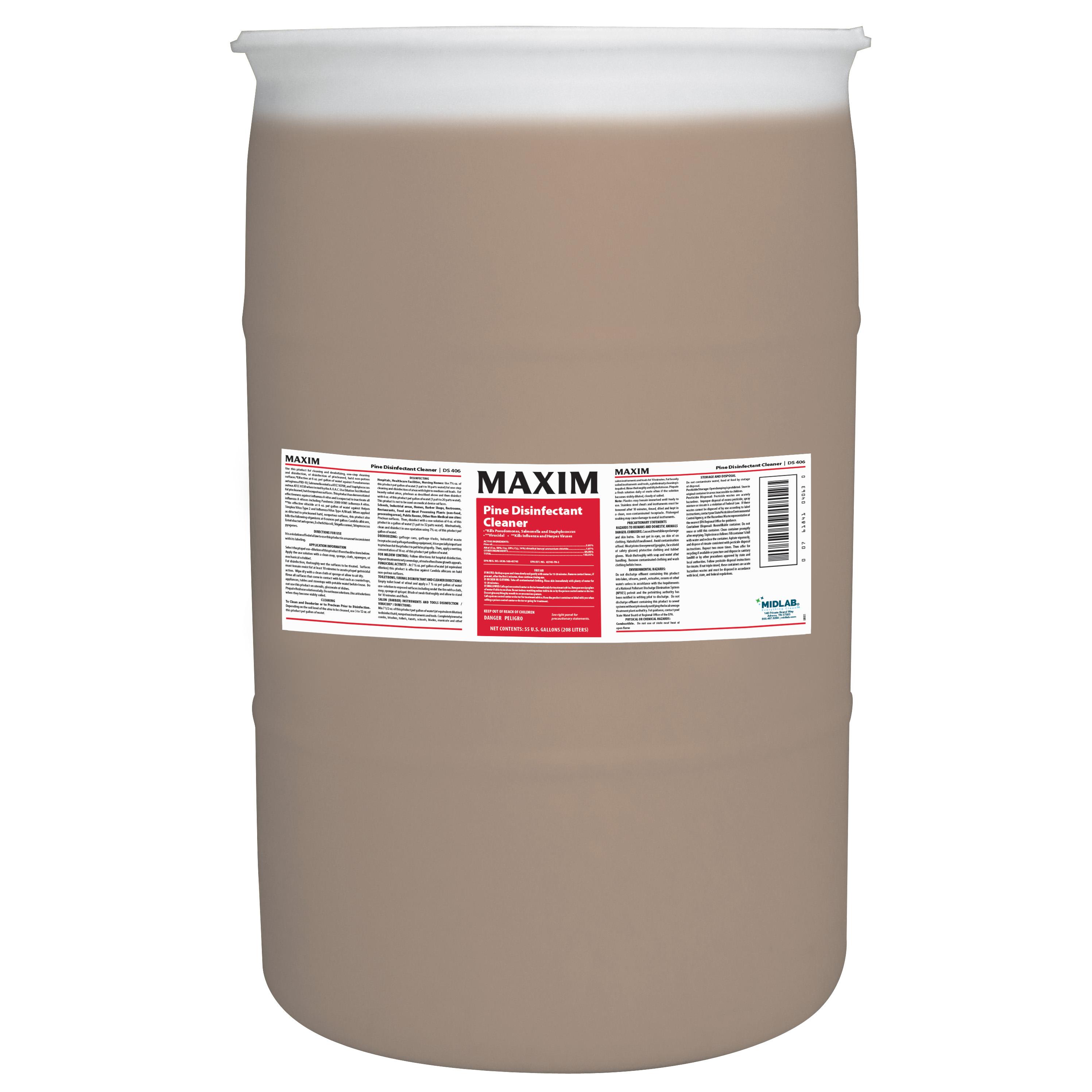 Maxim® Pine Disinfectant Cleaner 55 GAL Liquid 1/Drum
