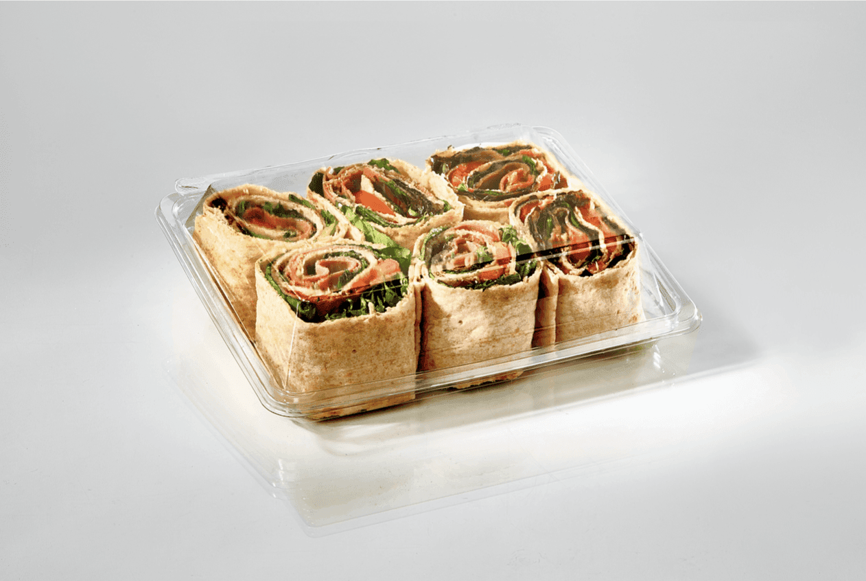 Fresh N' Sealed® Pinwheel Wrap Take-Out Container Hinged 6.75X5.73X1.69 IN PET Clear Square 6-Piece 272/Case