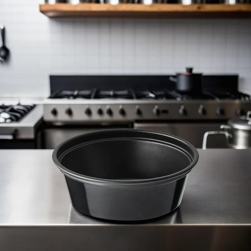 Souffle & Portion Cup 3 OZ Plastic Black Round 2500/Case