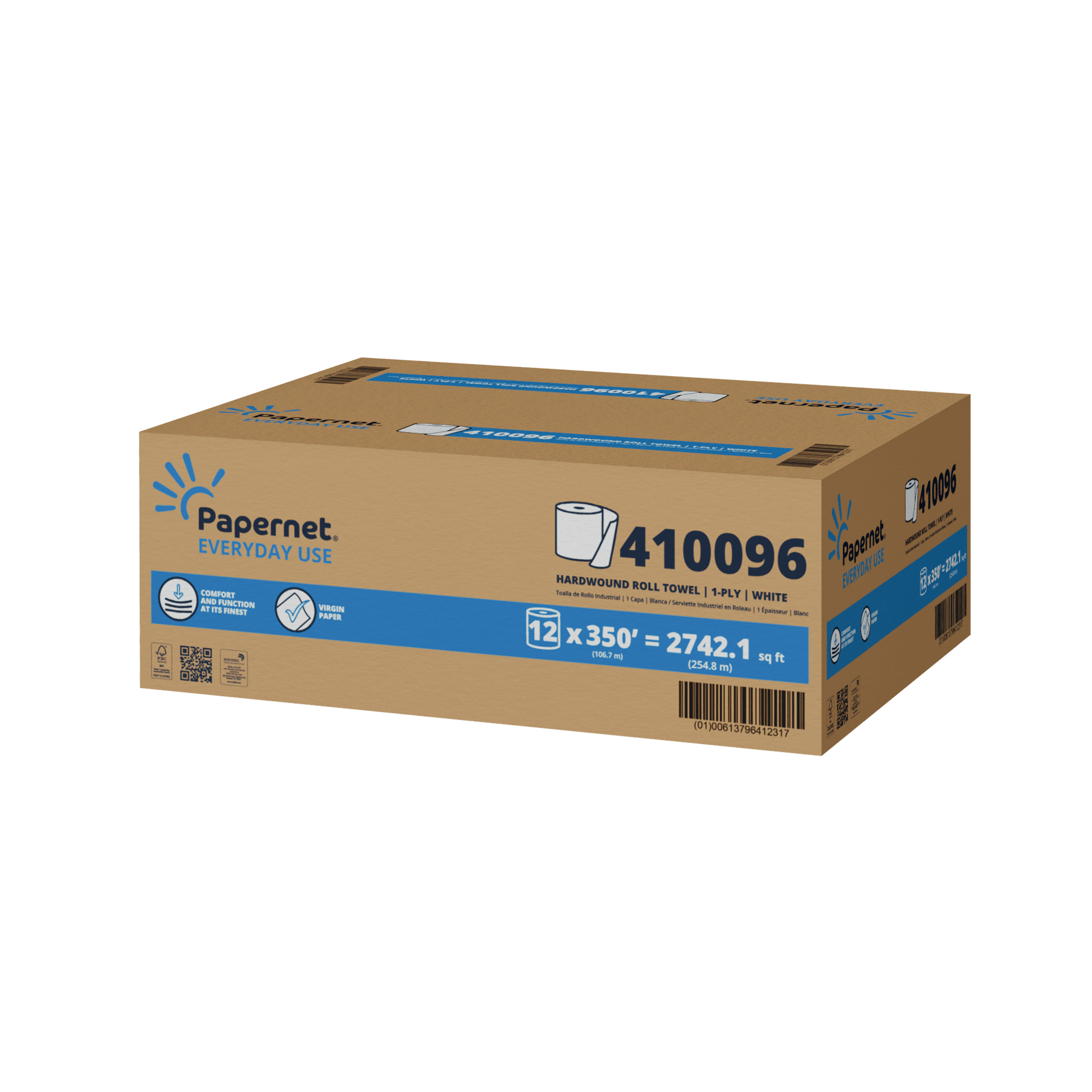 Papernet Everyday Use Roll Paper Towel White 350 Sheets/Roll 12 Rolls/Case 4200 Sheets/Case