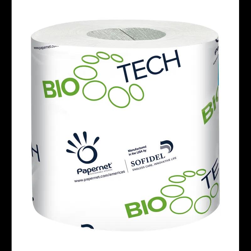 Bio Tech Toilet Paper & Tissue Roll 3.5IN X146FT 2PLY White Embossed 1.65IN Core Diameter 500 Sheets/Roll 96 Rolls/Case