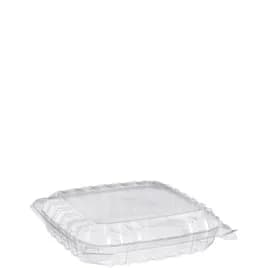 Dart® ClearSeal® Take-Out Container Hinged With Dome Lid 8.3X8.3X2 IN PET Clear Shallow 125 Count/Pack 2 Packs/Case